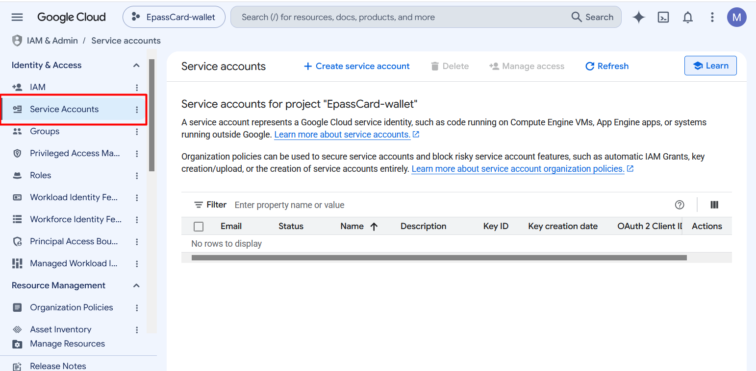 Open Service Accounts