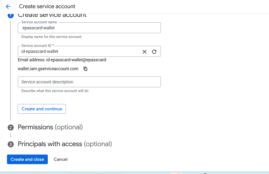 Name the service account